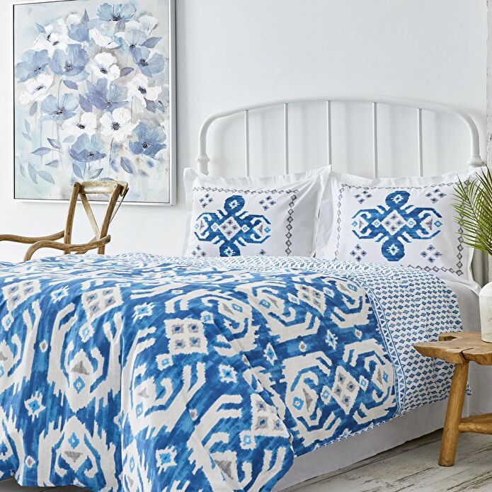 Karaca Home Neos %100 Pamuk King Size Nevresim Takımı Mavi