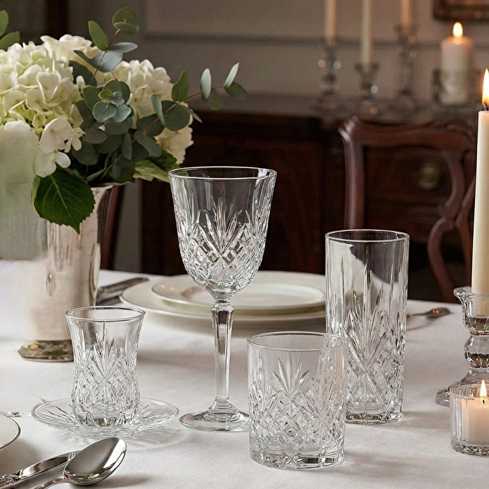 RCR Melodia Yüksek Kalite Cam 6'lı Ayaklı Kahve Yanı Bardağı Seti