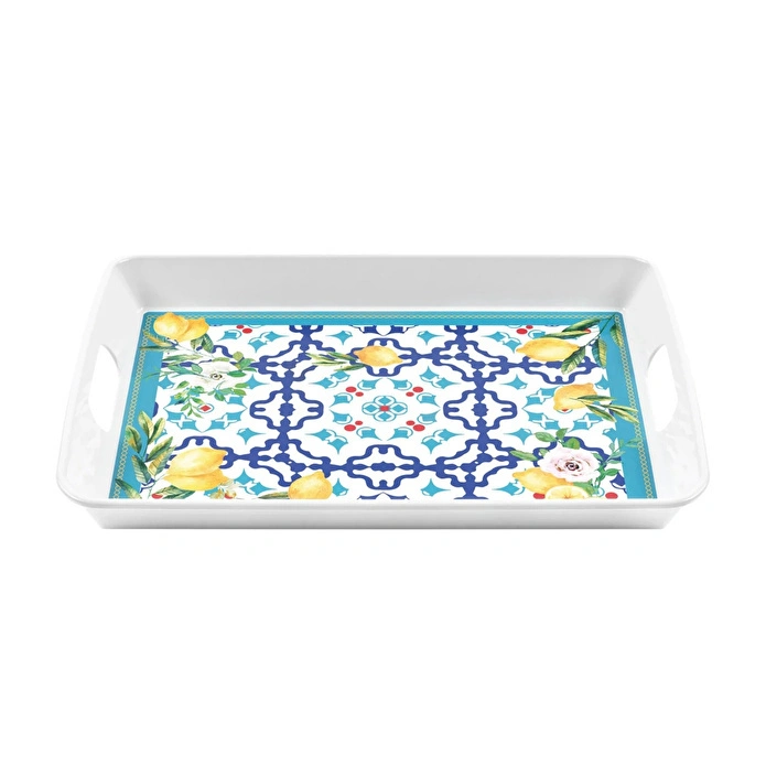 Guzzini Flower&Lemon Dikdörtgen Tepsi Melamin 47,7 x 34 cm
