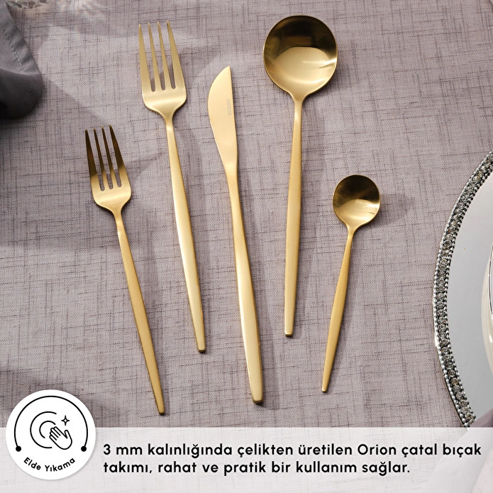 Karaca Orion 30 Parça 6 Kişilik Çatal Kaşık Bıçak Takımı Matte Gold