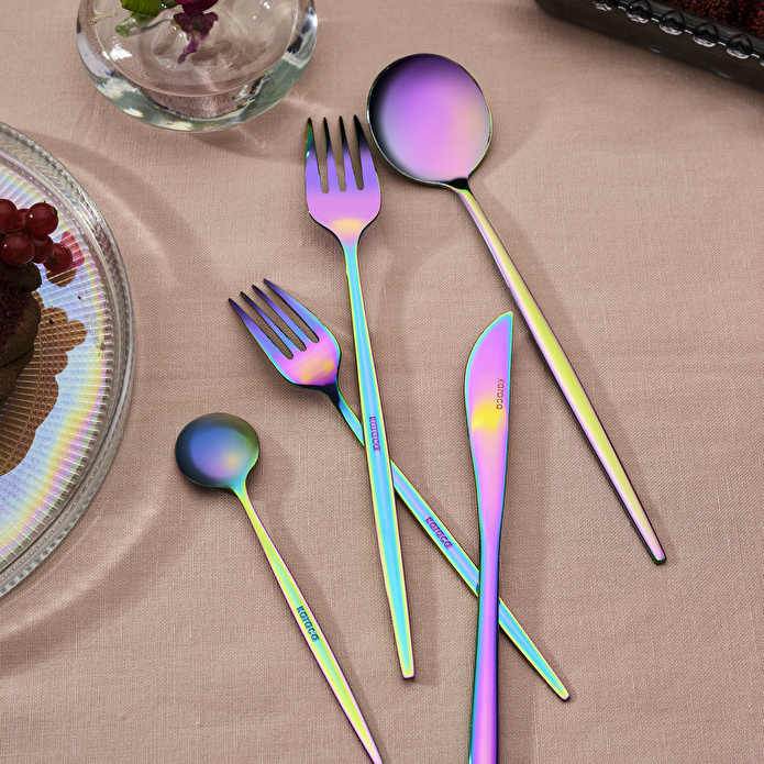 Karaca Orion Çok Renkli 6 Kişilik 30 Parça Çatal Kaşık Bıçak Takımı