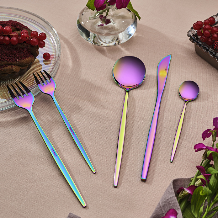 Karaca Orion Çok Renkli 6 Kişilik 30 Parça Çatal Kaşık Bıçak Takımı