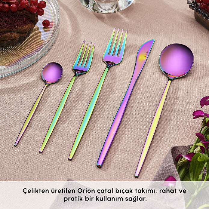Karaca Orion Çok Renkli 6 Kişilik 30 Parça Çatal Kaşık Bıçak Takımı