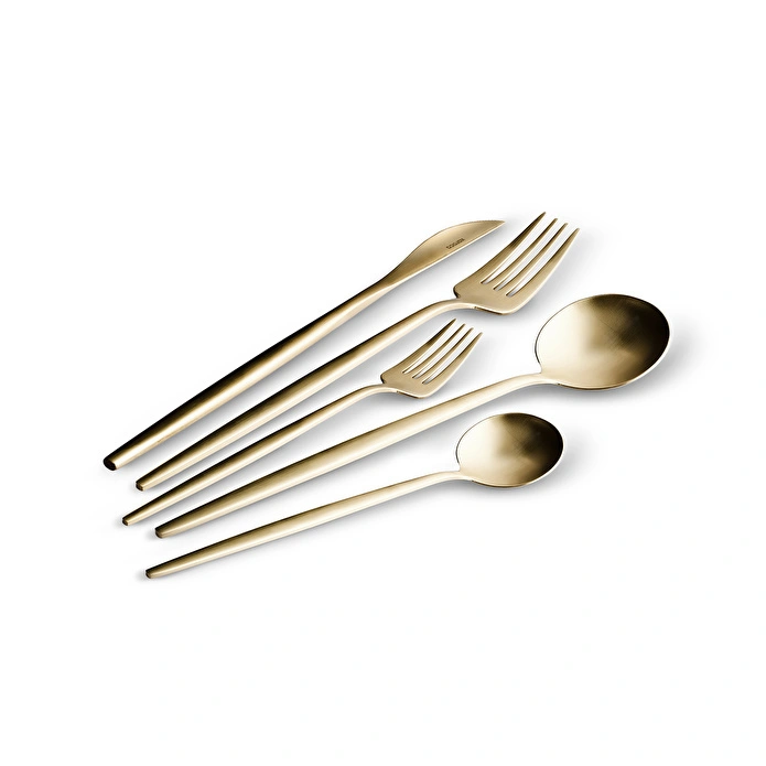 Karaca Orion Mat 30 Parça 6 Kişilik Çatal Kaşık Bıçak Kutulu Şampanya Gold