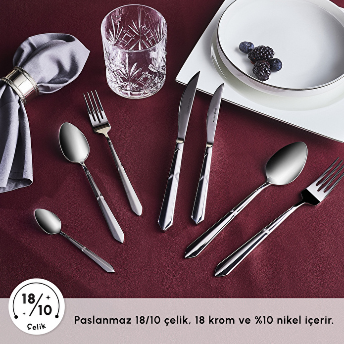Karaca Red Carpet Collection Elegance New Diamond Platin 12 Kişilik 84 Parça Çatal Kaşık Bıçak Takımı