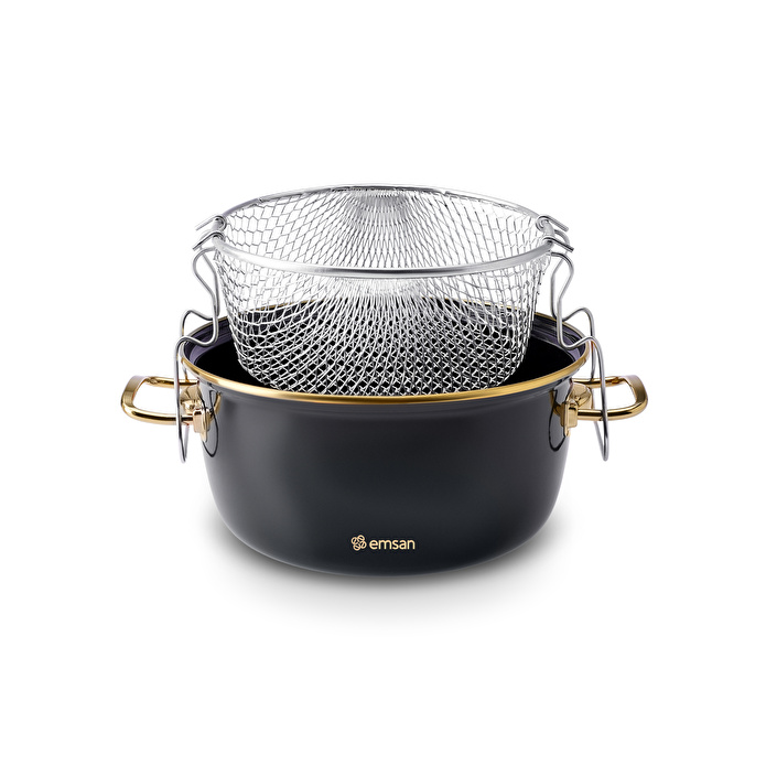 Emsan Nostalji Emaye Kızartma Tenceresi Antrasit