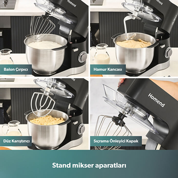 Homend Artfood 3025h Hamur Yoğurma Makinesi Siyah 1200W 5,5L