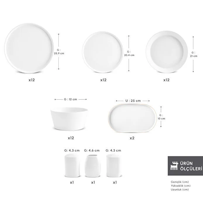 Karaca Forever Bone Bomo 53 Parça 12 Kişilik Yemek Takımı