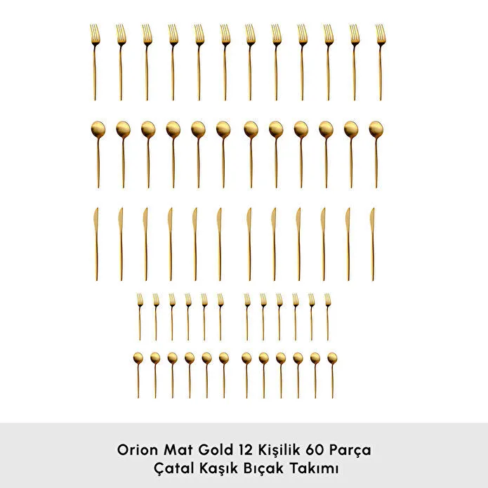 Karaca Orion Mat Gold 12 Kişilik 60 Parça Çatal Kaşık Bıçak Takımı