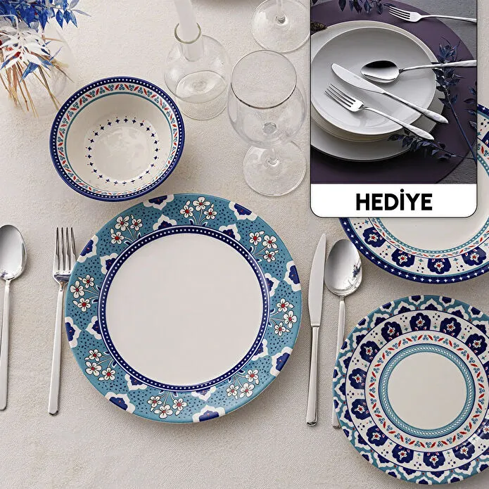 İstanbul Porselen Şems 24 Parça 6 Kişilik Yemek Takımı
