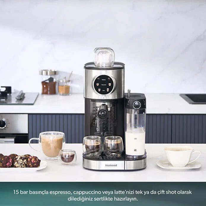 Homend Coffeebreak 5015H Süt Köpürtücülü Otomatik Espresso Makinesi 700 ml 1470W
