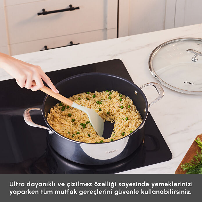 Karaca Plasma Steel 3Ply İndüksiyon Tabanlı Çelik Pilav/Karnıyarık Tencere 26 Cm