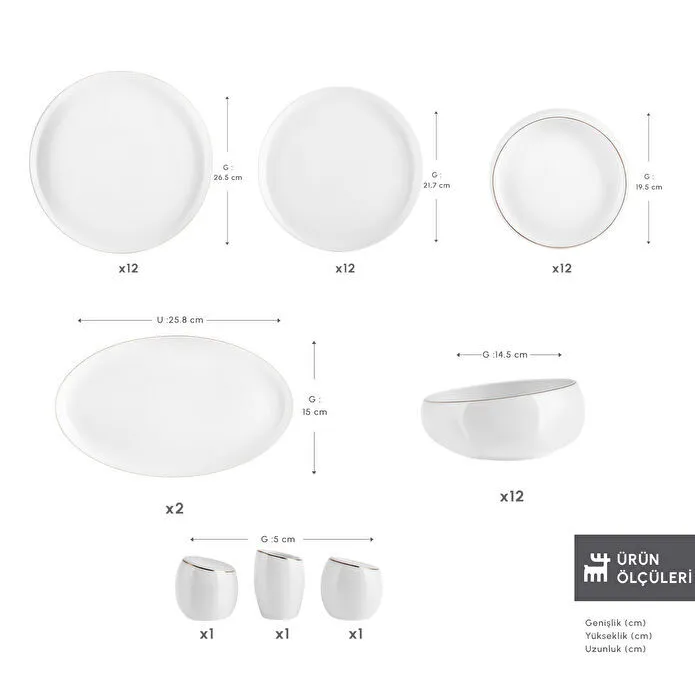 Karaca Stream Bone Astro 53 Parça 12 Kişilik Yemek Takımı Gold