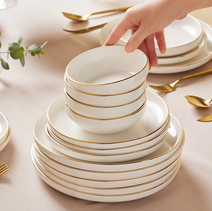 Karaca Streamline New Saturn 53 Parça 12 Kişilik Yemek Takımı Gold