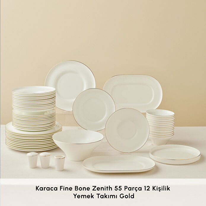 Karaca Fine Bone Zenith 55 Parça 12 Kişilik Yemek Takımı Gold