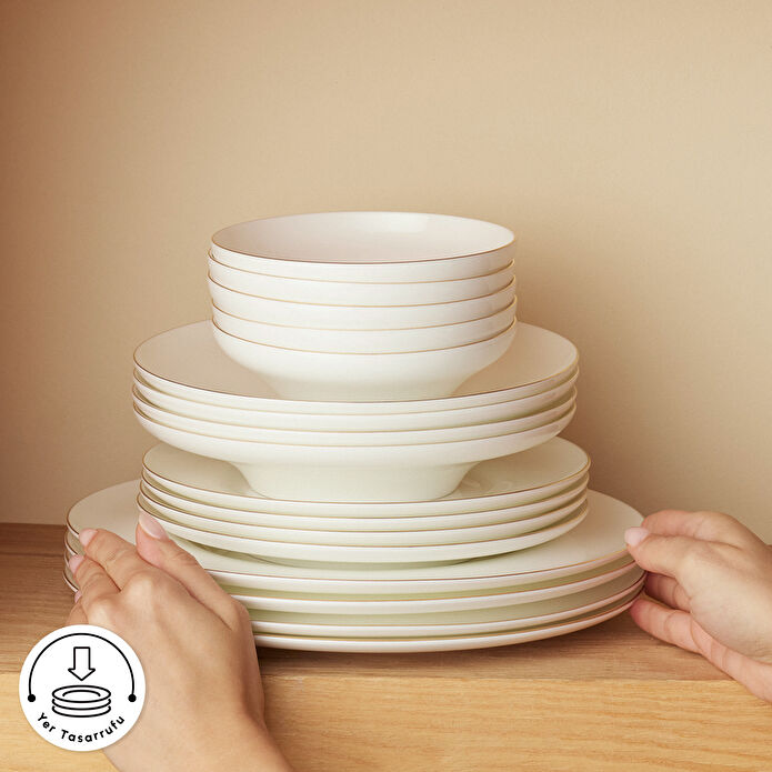 Karaca Fine Bone Zenith 55 Parça 12 Kişilik Yemek Takımı Gold