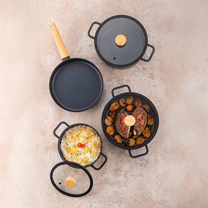 Emsan Signature Alüminyum Döküm 7 Parça Tencere Seti Siyah