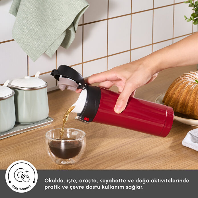 Karaca Pluton Çelik Sızdırmaz Termos Kırmızı 350 ml