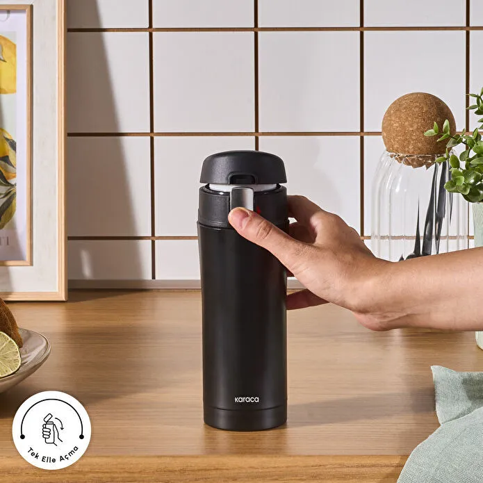 Karaca Pluton Çelik Sızdırmaz Termos Siyah 350 ml
