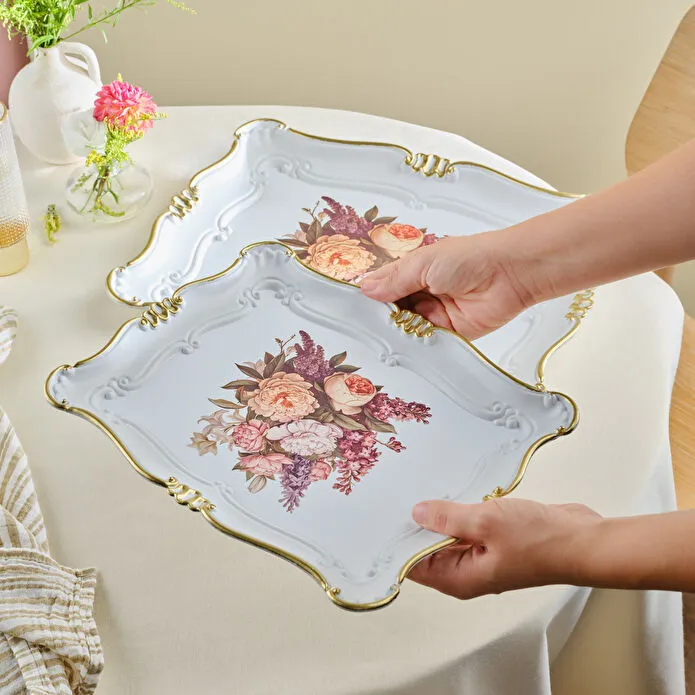 Karaca Buket İkili Dikdörtgen Tepsi 42 Cm