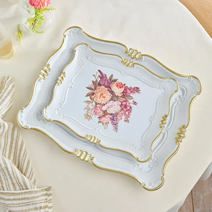 Karaca Buket İkili Dikdörtgen Tepsi 42 Cm