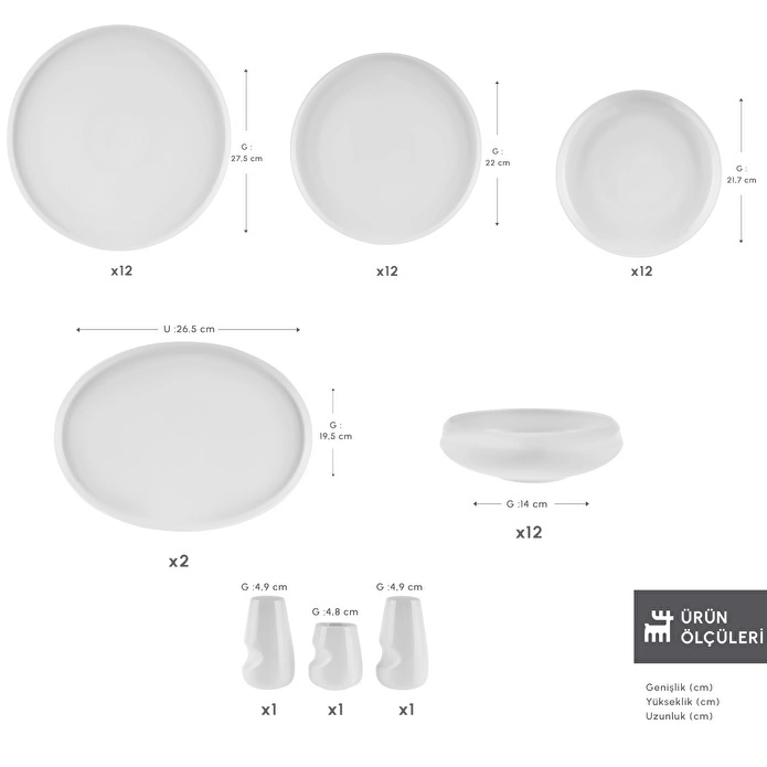 Karaca Stream Bone Sunset White 53 Parça 12 Kişlik Yemek Takımı