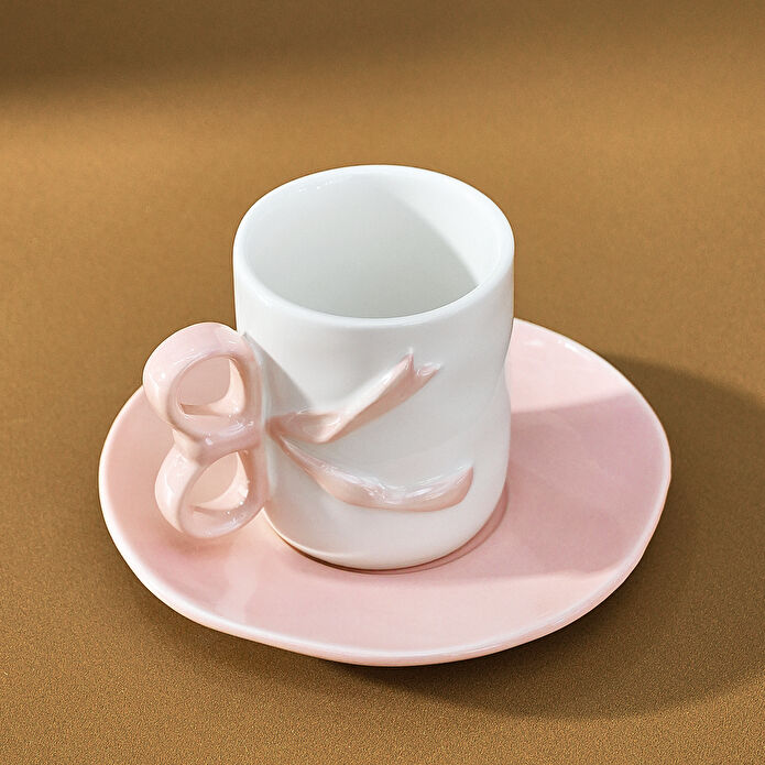 Karaca Ribbon 2 Kişilik Kahve Fincanı 110 ml Pembe
