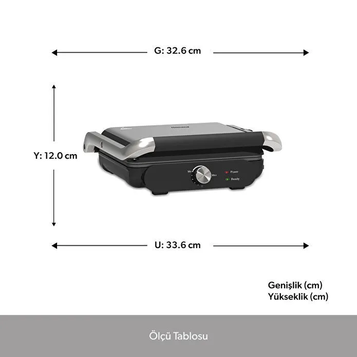 Homend Grilliant 1366H Inox Gövdeli Çıkarılabilir Döküm Plakalı Tost ve Izgara Makinesi