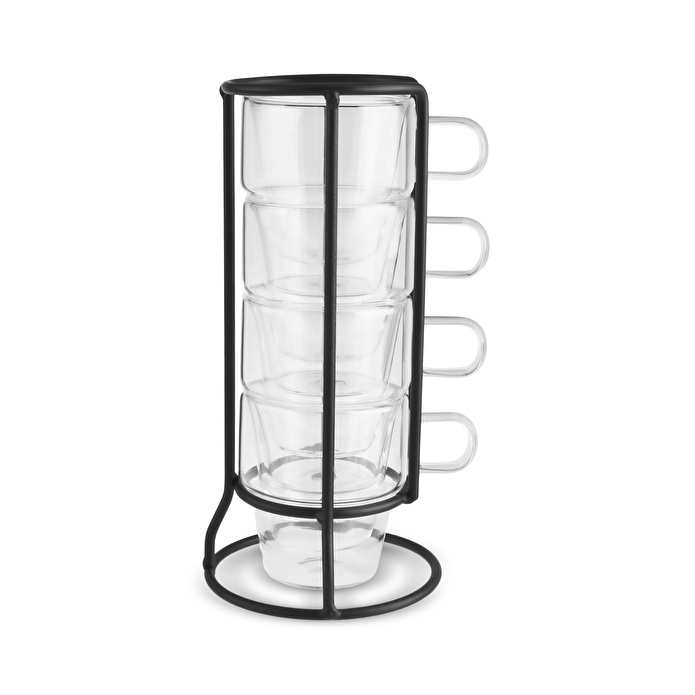 Karaca Pia Ece Çift Cidarlı 4 Kişilik Standlı Kahve Fincanı 80 ml