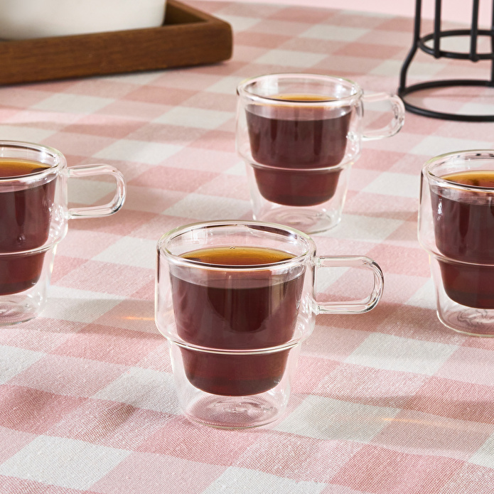 Karaca Pia Ece Çift Cidarlı 4 Kişilik Standlı Kahve Fincanı 80 ml