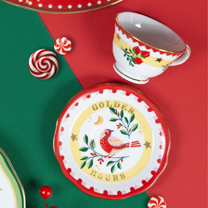 Baci Milano Mamma Mia Yaprak Desenli 2'li Çay Fincan Seti