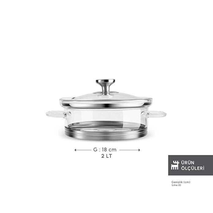 Karaca York Borosilikat Cam Tencere 18 cm