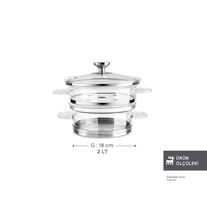 Karaca York Borosilikat Cam Buhar Tenceresi 18 cm