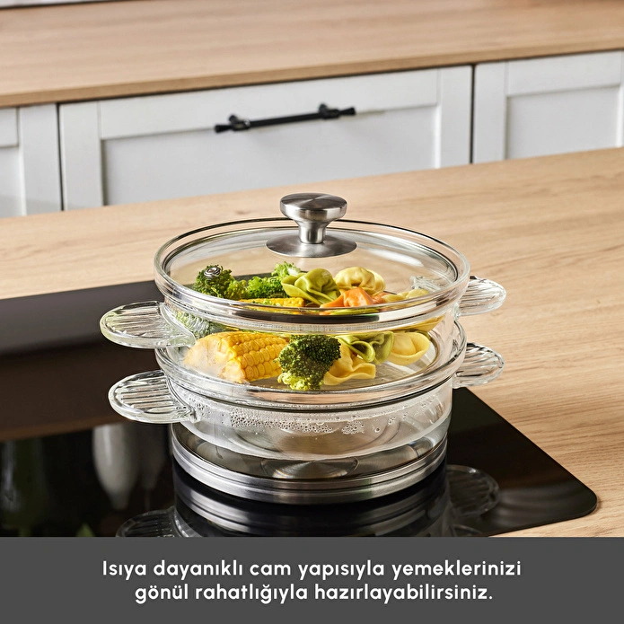 Karaca York Borosilikat Cam Buhar Tenceresi 18 cm