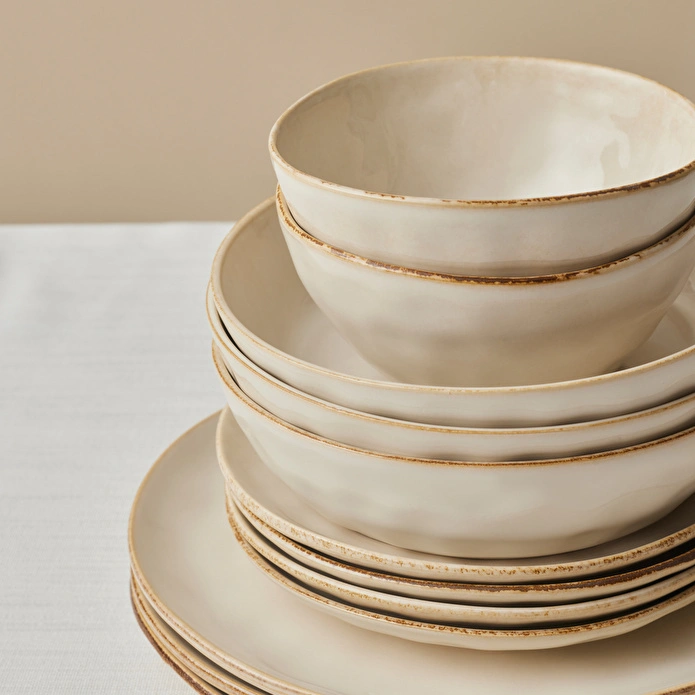 Karaca Earth Collection Aria 55 Parça 12 Kişilik Yemek Takımı Bej