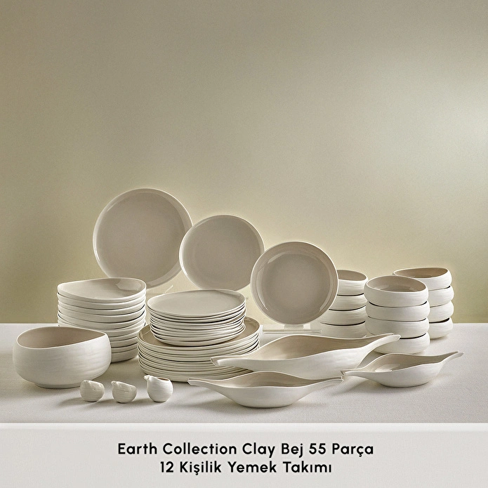 Karaca Earth Collection Clay 55 Parça 12 Kişilik Yemek Takımı Bej