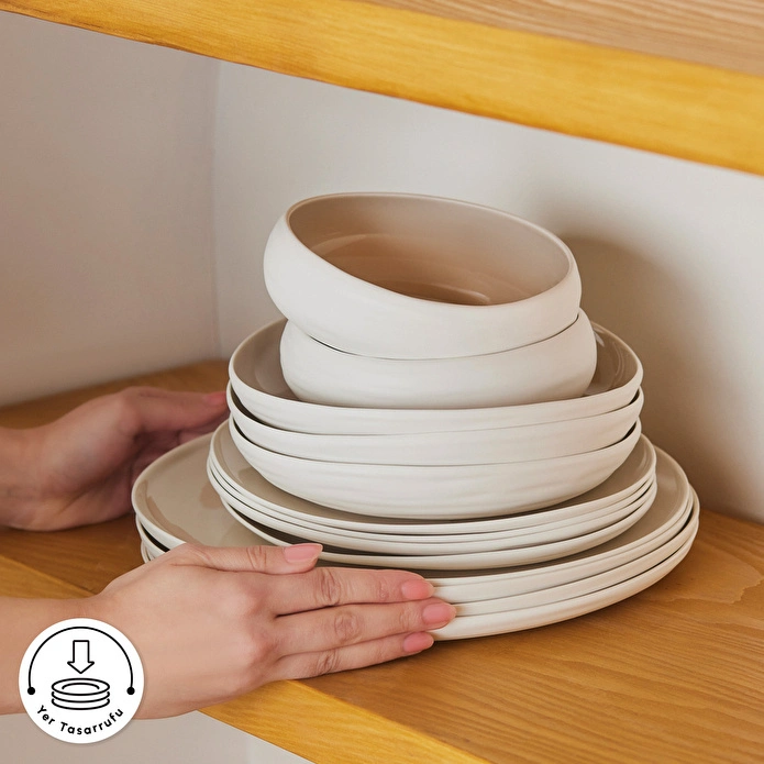 Karaca Earth Collection Clay 55 Parça 12 Kişilik Yemek Takımı Bej