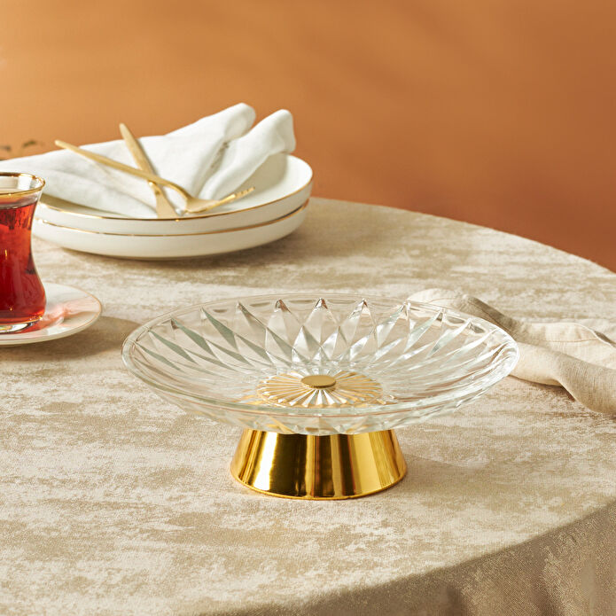 Karaca Home New Year Yılbaşı Samba Dekoraif Servislik Gold 20x6,5 cm