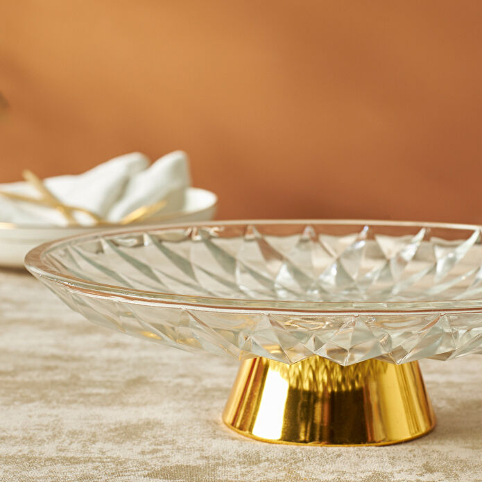 Karaca Home New Year Yılbaşı Samba Dekoratif Servislik Gold 25x7 cm