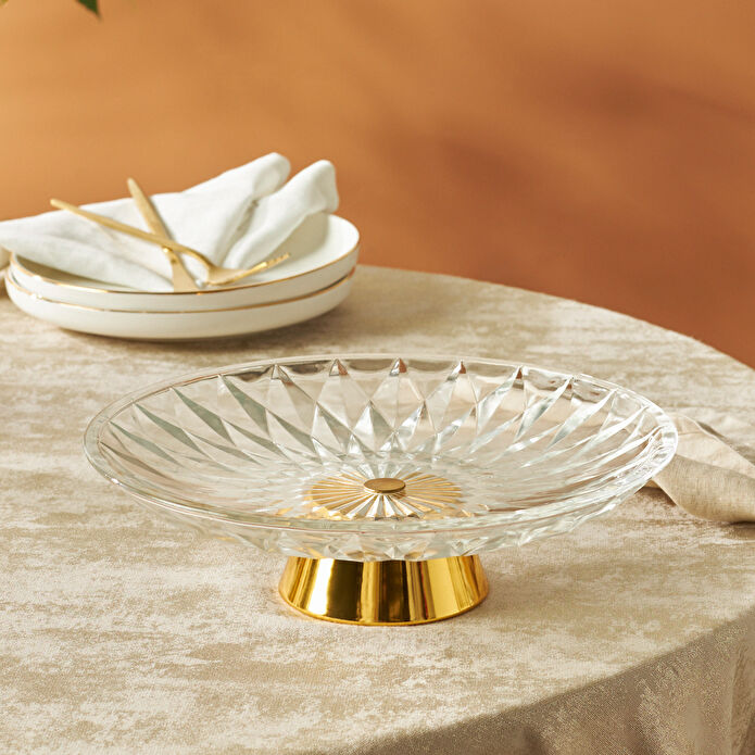 Karaca Home New Year Yılbaşı Samba Dekoratif Servislik Gold 25x7 cm