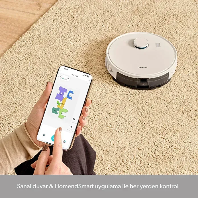 Homend Alex Laser Power 1289H Otomatik Boşaltım Sistemli Yeni Nesil Moplu 5 KPA Robot Süpürge Beyaz