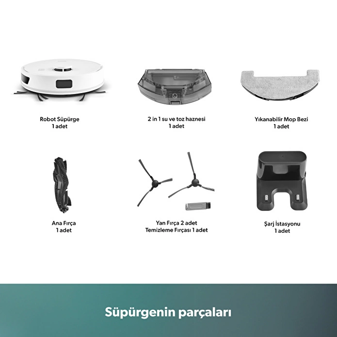 Homend Alex Laser 1291H Moplu ve Haritalamalı Akıllı 5 Kpa Robot Süpürge Beyaz