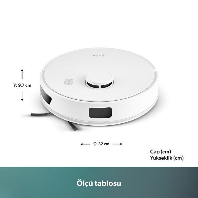 Homend Alex Laser 1291H Moplu ve Haritalamalı Akıllı 5 Kpa Robot Süpürge Beyaz
