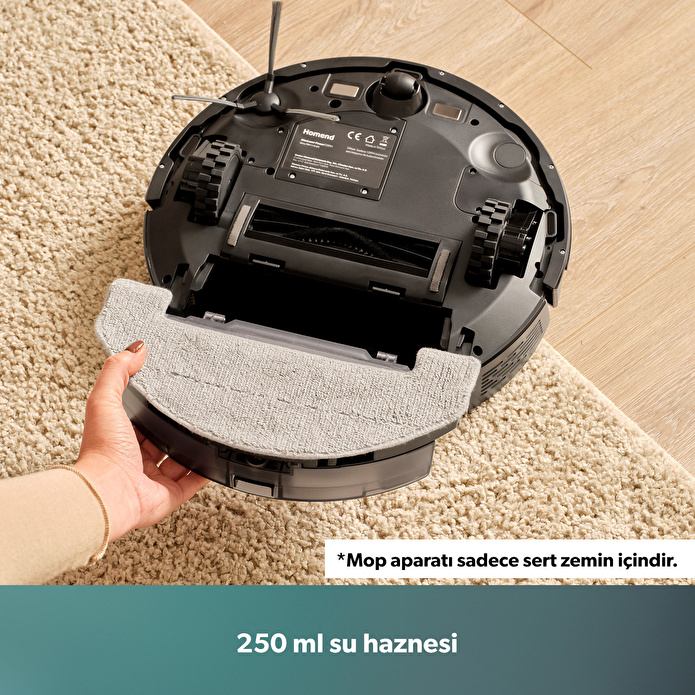 Homend Alex Laser 1291H Moplu ve Haritalamalı Akıllı 5 Kpa Robot Süpürge Siyah