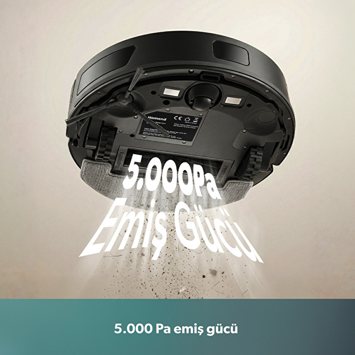 Homend Alex Laser 1291H Moplu ve Haritalamalı Akıllı 5 Kpa Robot Süpürge Siyah