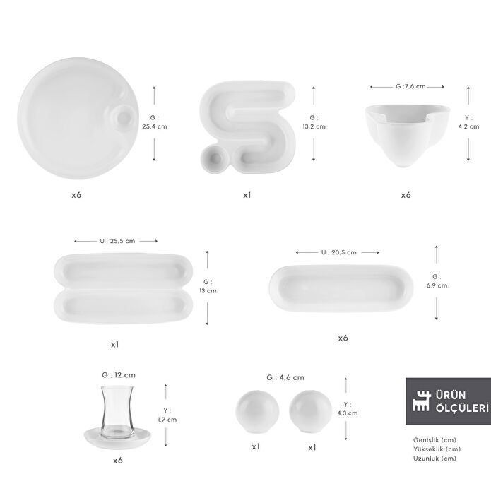 Karaca Stream Bone Salsa 34 Parça 6 Kişilik Kahvaltı Takımı