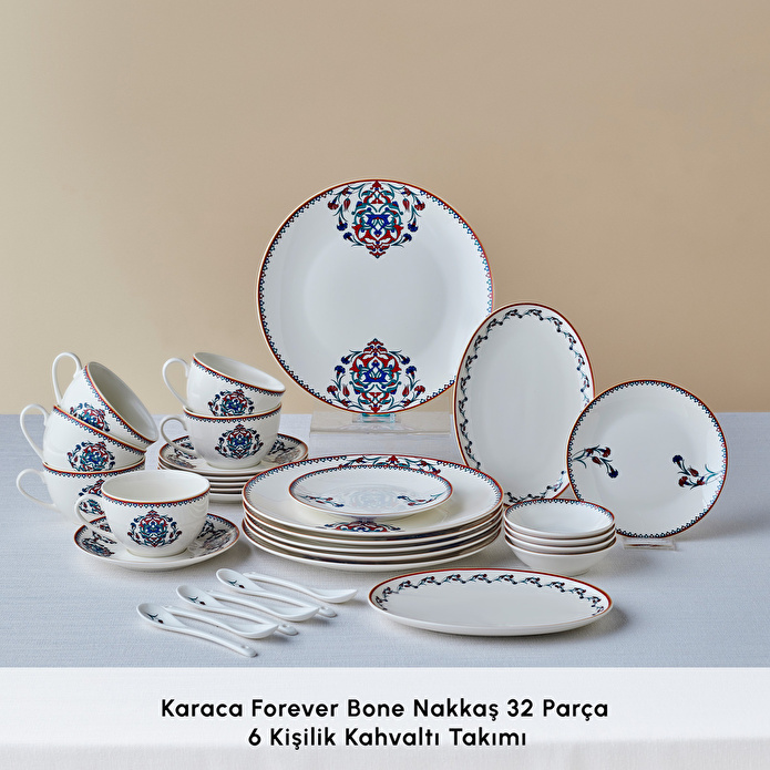 Karaca Forever Bone Nakkaş 32 Parça 6 Kişilik Kahvaltı Takımı
