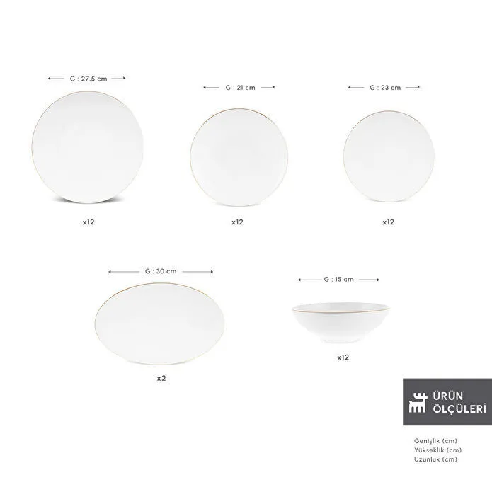 Karaca Fine Pearl Extra Chanak 55 Parça 12 Kişilik Yemek Takımı Gold