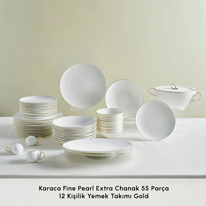 Karaca Fine Pearl Extra Chanak 55 Parça 12 Kişilik Yemek Takımı Gold