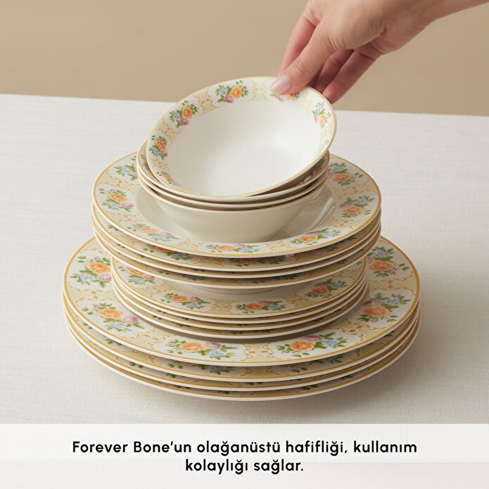 Karaca Forever Bone Britrose 53 Parça 12 Kişilik Yemek Takımı